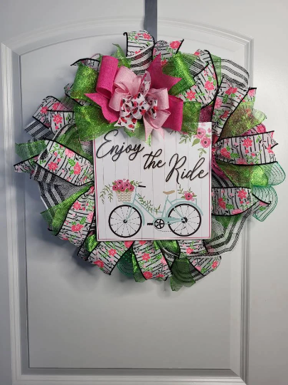 Enjoy the ride of life with this green and pink wreath straight from Myrtle Beach!